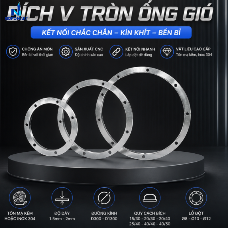 Bích V tròn ống gió