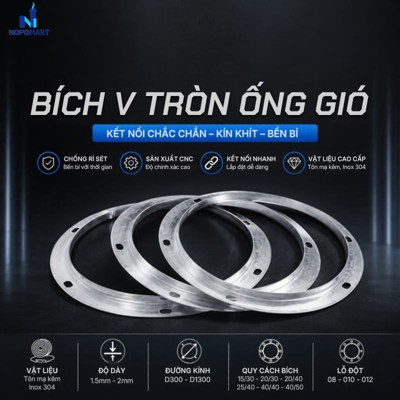 Bích V tròn ống gió