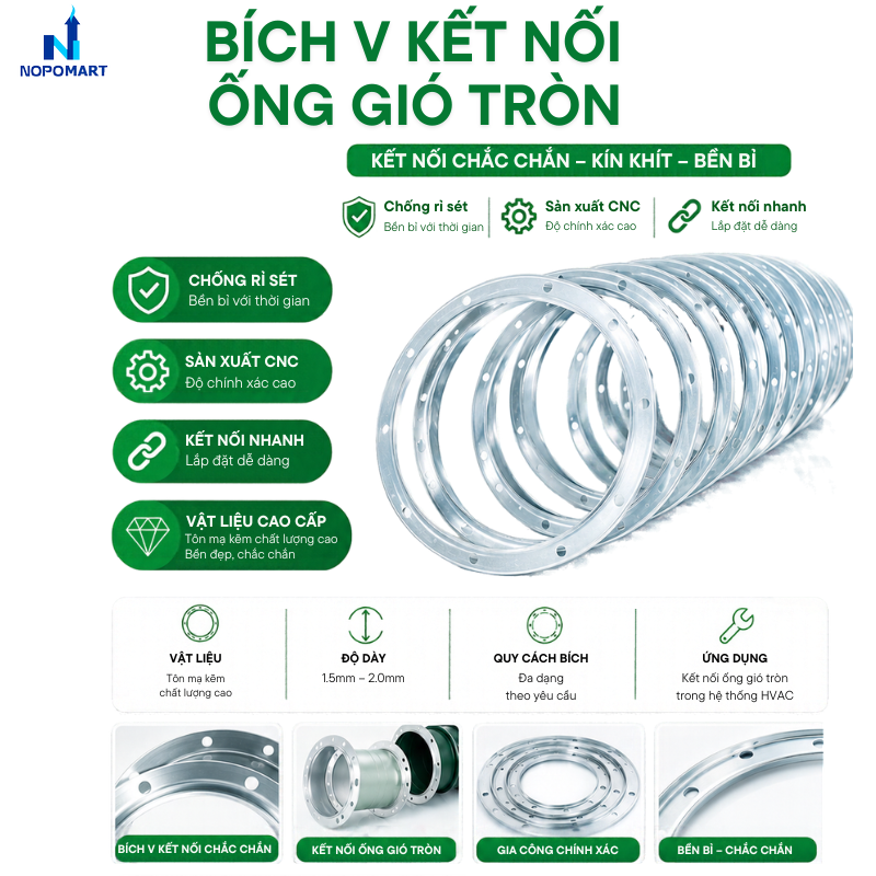 Bích V tròn ống gió