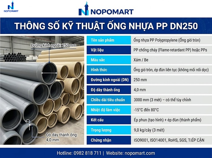 ống nhựa PP DN 250